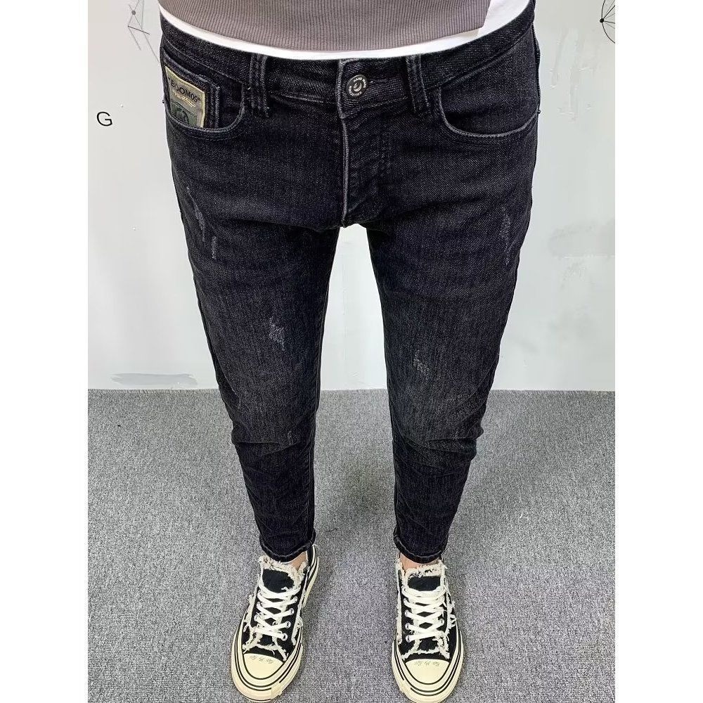 Streetwear Brand Denim - Джинсы мужские облегающие, повседневные однотонные черные